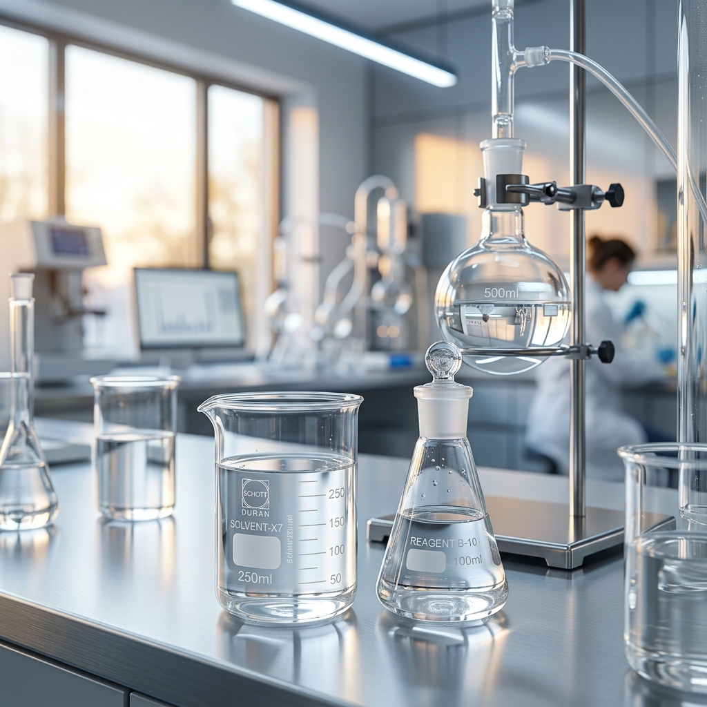 Clear industrial liquids in laboratory